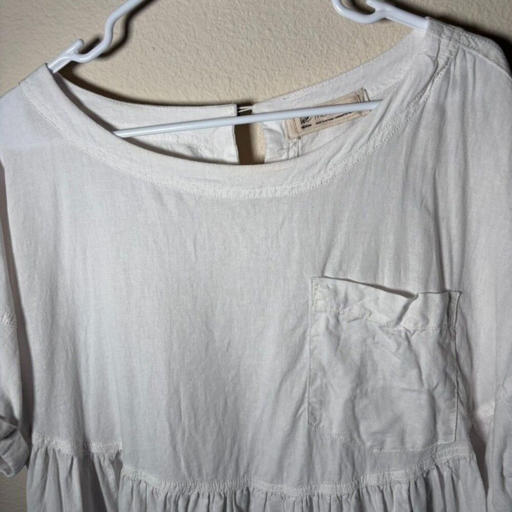 We The Free People Tunic Top Women's Medium Ivory Oversized Pocket Casual Boho - Picture 3 of 8